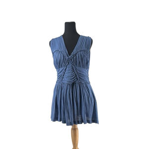 French Connection y2k top flowy cinched babydoll raw edges sz m